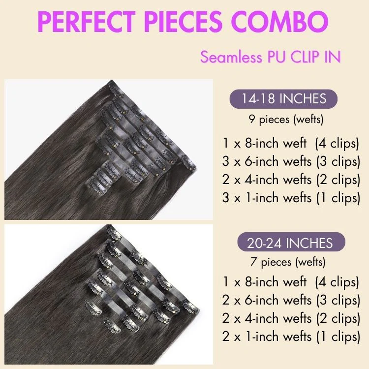 Ultra Natural Seamless Yaki Straight Clip in Extensions Real Human Hair Pieces 135g 9pcs / 7pcs with Free Gift - Limited Offer - Image 6