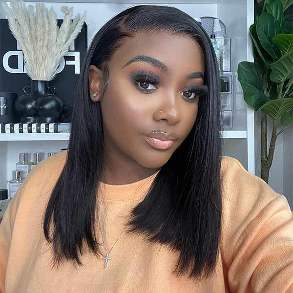 Undetectable Invisible Lace Middle Part 13x4 Frontal Lace Straight Bob Wig - Image 2