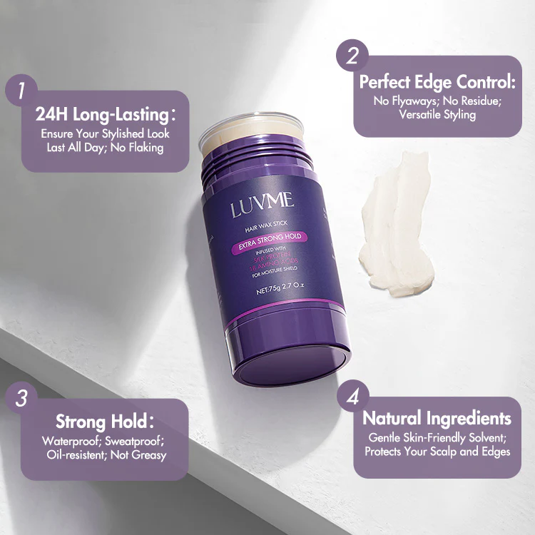 US Only | Hair Wax Stick 24 Hours Lasting for Flyaways, Edge Control, Baby Hair, Non-greasy Styling | LUVME HAIR™ - Image 3