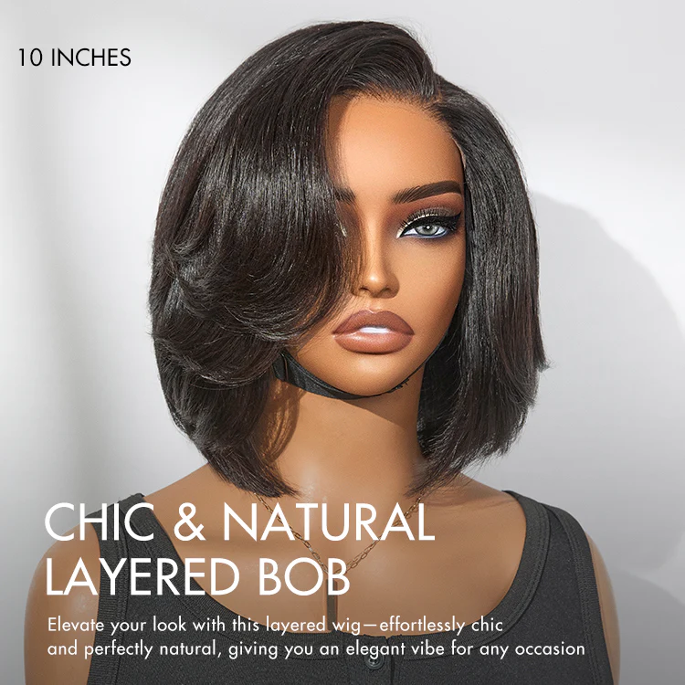 Chic & Natural Layered Bob Wig Pre-Cut Minimalist HD Lace Glueless Wig- US Only - Image 2