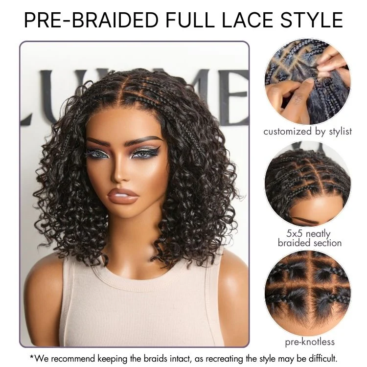 48H Delivery | Readitress Boho Braids Deep Curly Glueless 5x5 Closure Lace with Braided Top Human Hair Wig Pre-Cut Lace - US Only - Image 3