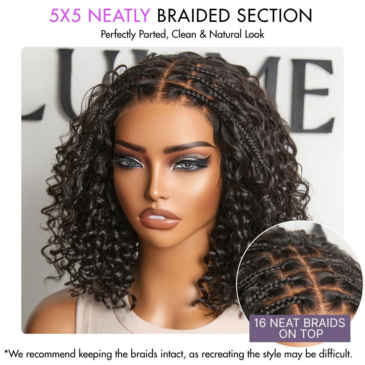48H Delivery | Readitress Boho Braids Deep Curly Glueless 5x5 Closure Lace with Braided Top Human Hair Wig Pre-Cut Lace - US Only - Image 7