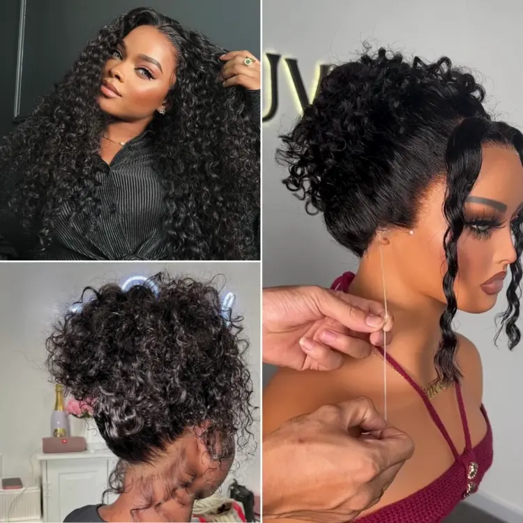 Water Wave 360 Lace Flexi-Fit Invisi Drawstring Cap Long Wig 100% Human Hair Pre-bleached & Pre-plucked & Pre-Cut Lace - Image 4