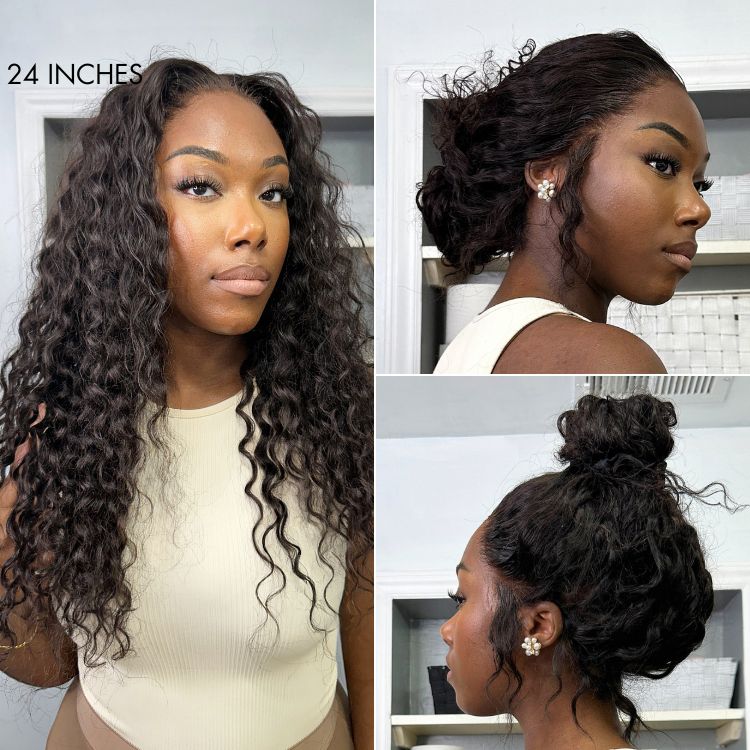 Water Wave 360 Lace Flexi-Fit Invisi Drawstring Cap Long Wig 100% Human Hair Pre-bleached & Pre-plucked & Pre-Cut Lace - Image 7