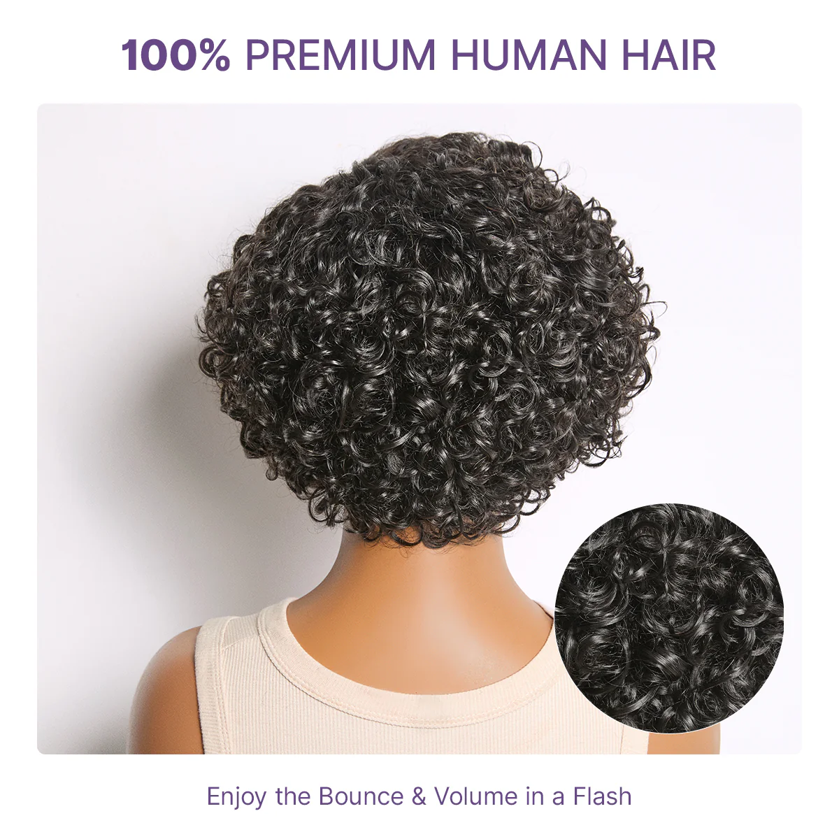 Natural Black / Brown Highlight Water Wave Pixie Cut Glueless Minimalist HD Lace Short Curly Wig - Image 11