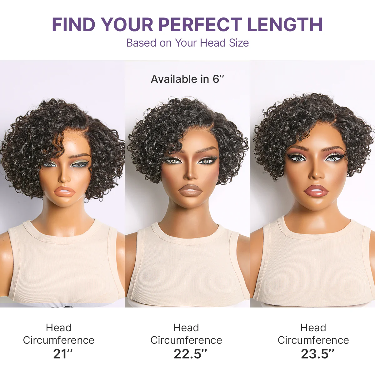 Natural Black / Brown Highlight Water Wave Pixie Cut Glueless Minimalist HD Lace Short Curly Wig - Image 13