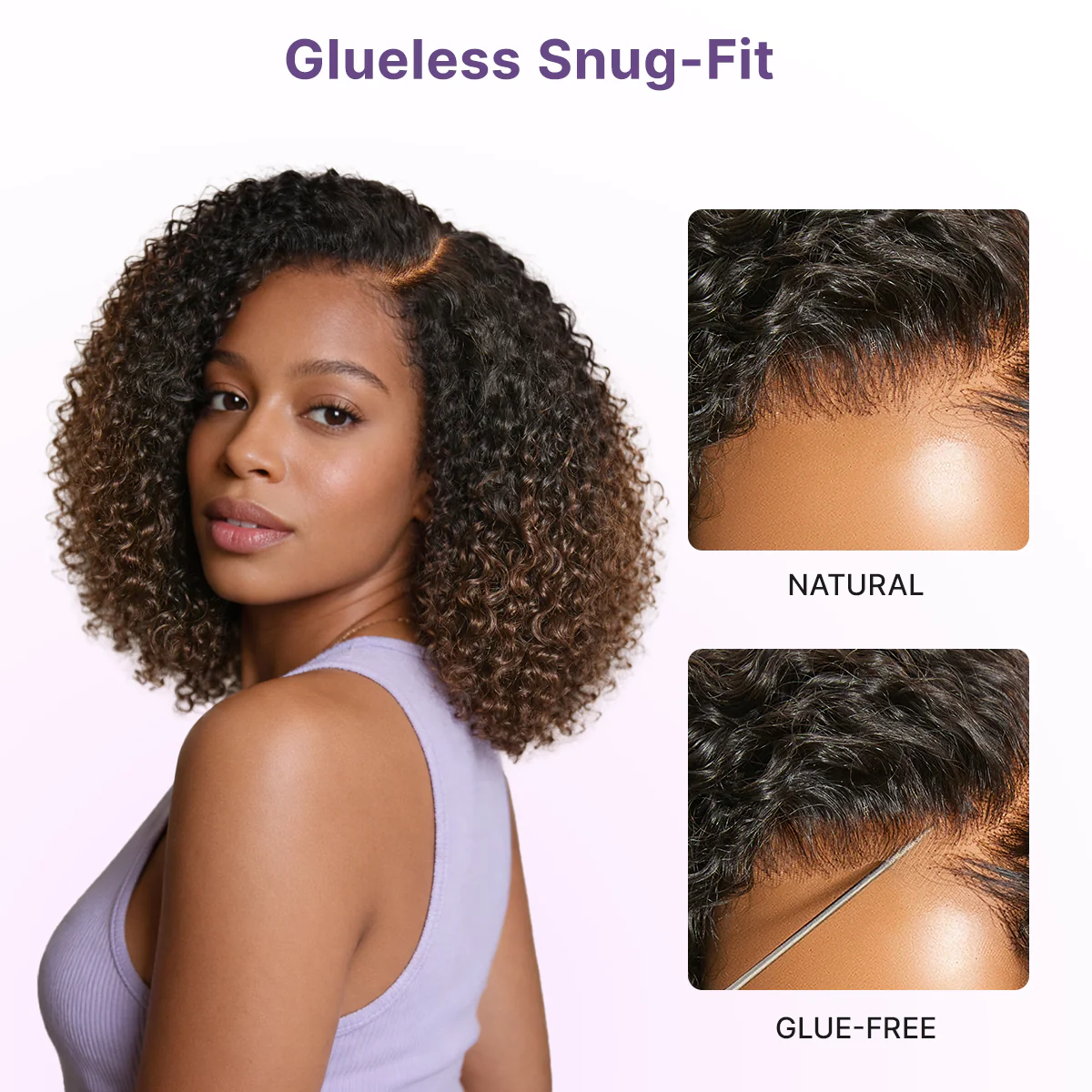 Wear & Go Ombre Brown Fluffy Curly 180% Density Glueless 5x5 Closure HD Lace Wig Pre-Cut Lace - Image 3