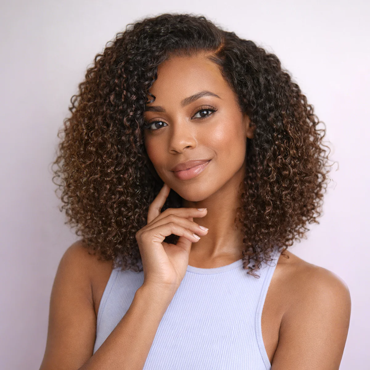 Wear & Go Ombre Brown Fluffy Curly 180% Density Glueless 5x5 Closure HD Lace Wig Pre-Cut Lace - Image 6