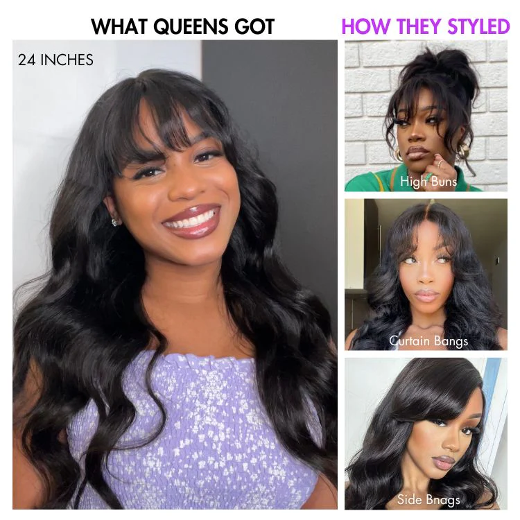 Weekly Special | Luvme All-Day Comfort™ Wig Loose Body Wave Glueless 7x6 Closure HD Lace Human Hair Wig with Bangs Pre-Cut Lace - Image 4