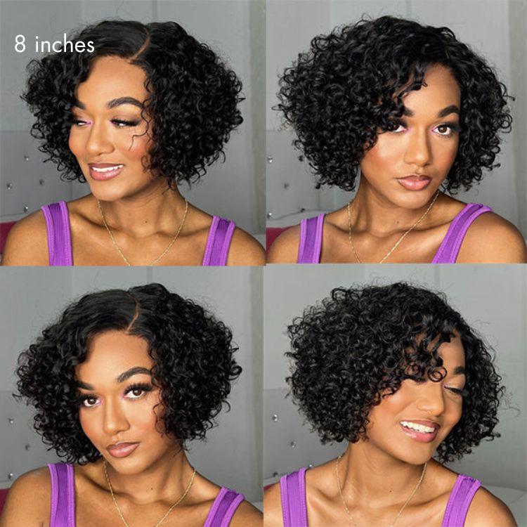Weekly Special | Trendy Short Cut Curly Minimalist HD Lace Glueless Side Part Wig 100% Human Hair - Image 3