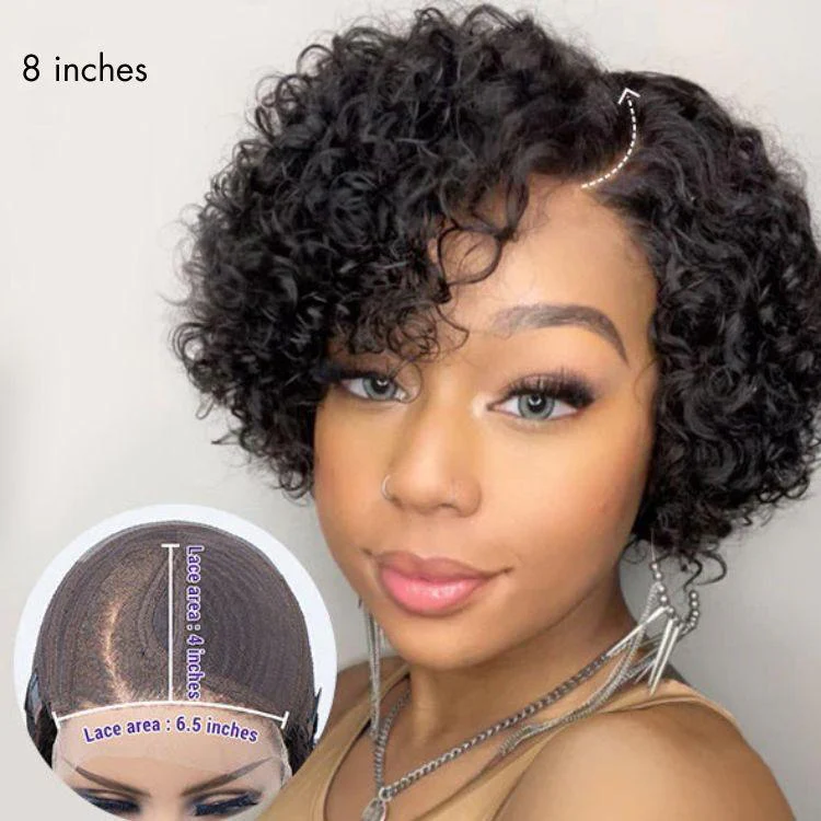 Weekly Special | Trendy Short Cut Curly Minimalist HD Lace Glueless Side Part Wig 100% Human Hair - Image 5