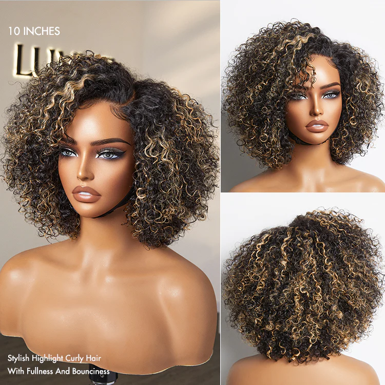 Weekly Special | Trendy Short Cut Curly Minimalist HD Lace Glueless Side Part Wig 100% Human Hair - Image 7