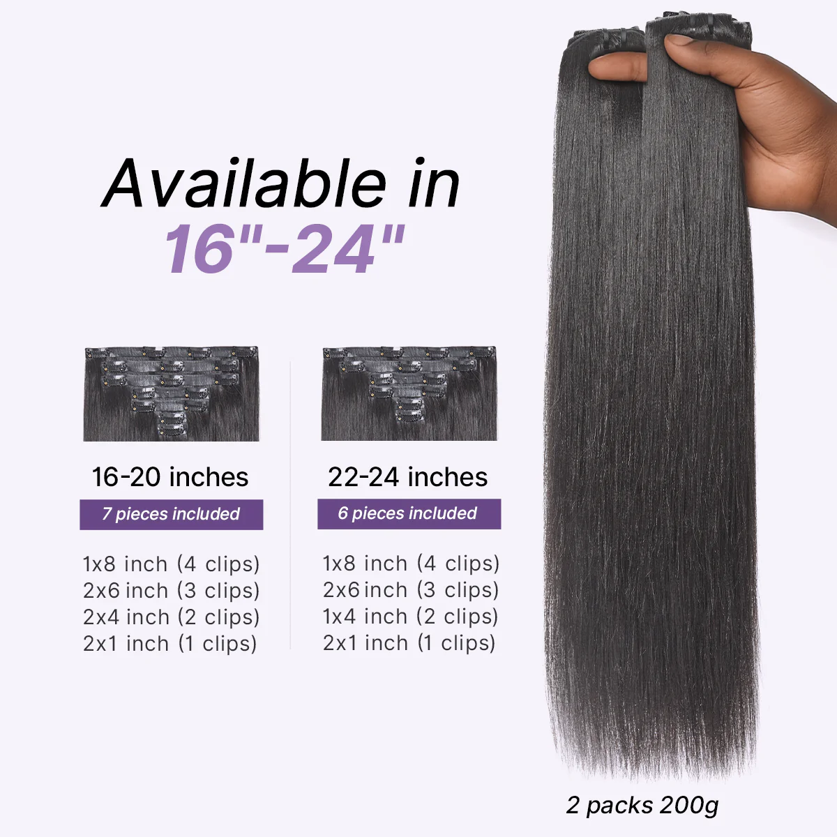 Yaki Straight 0.59mm Zero Trace Invisible Clip in Hair Extensions 100g 7pcs / 6pcs Seamless Blend & Lightweight for Daily Styling - Image 10