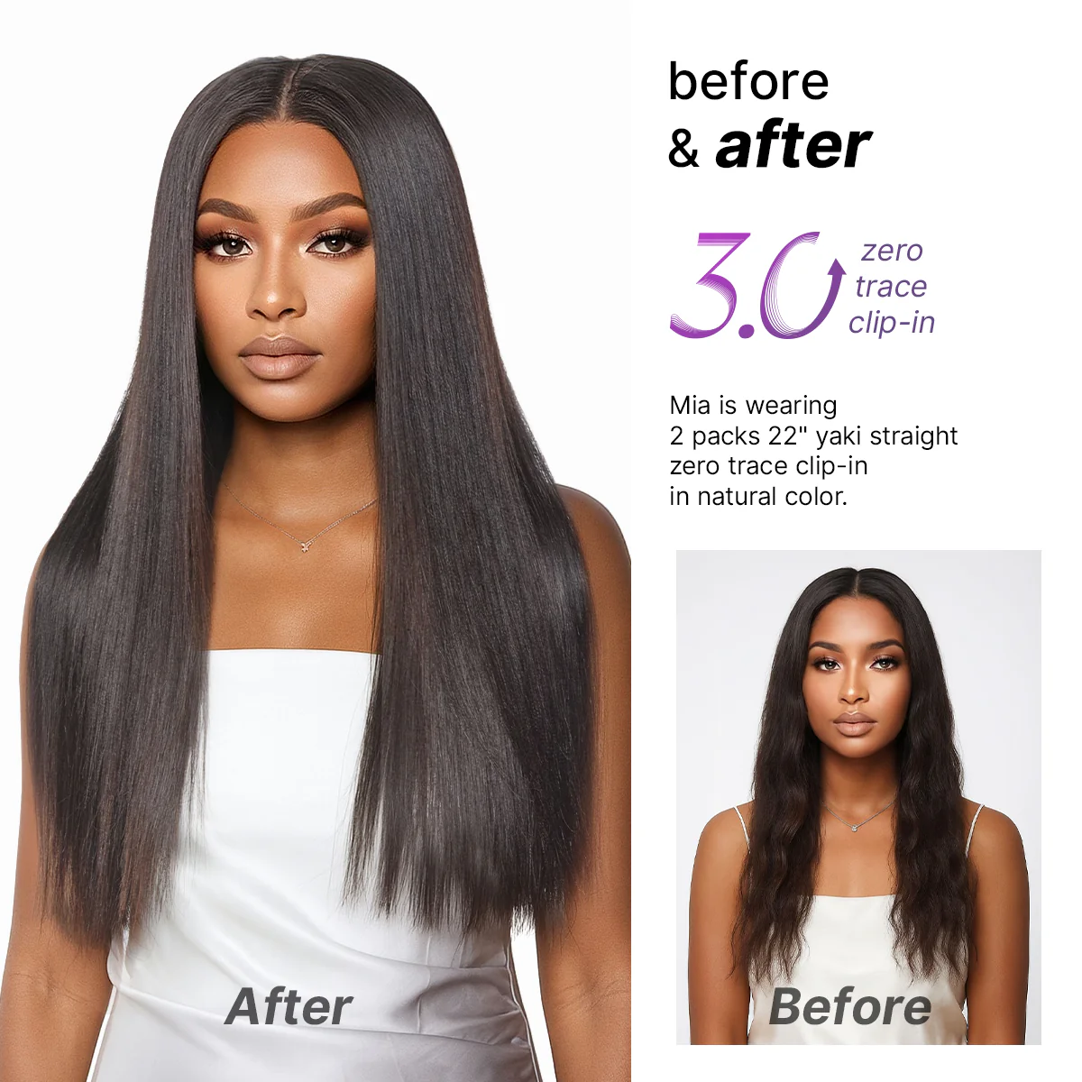 Yaki Straight 0.59mm Zero Trace Invisible Clip in Hair Extensions 100g 7pcs / 6pcs Seamless Blend & Lightweight for Daily Styling - Image 8
