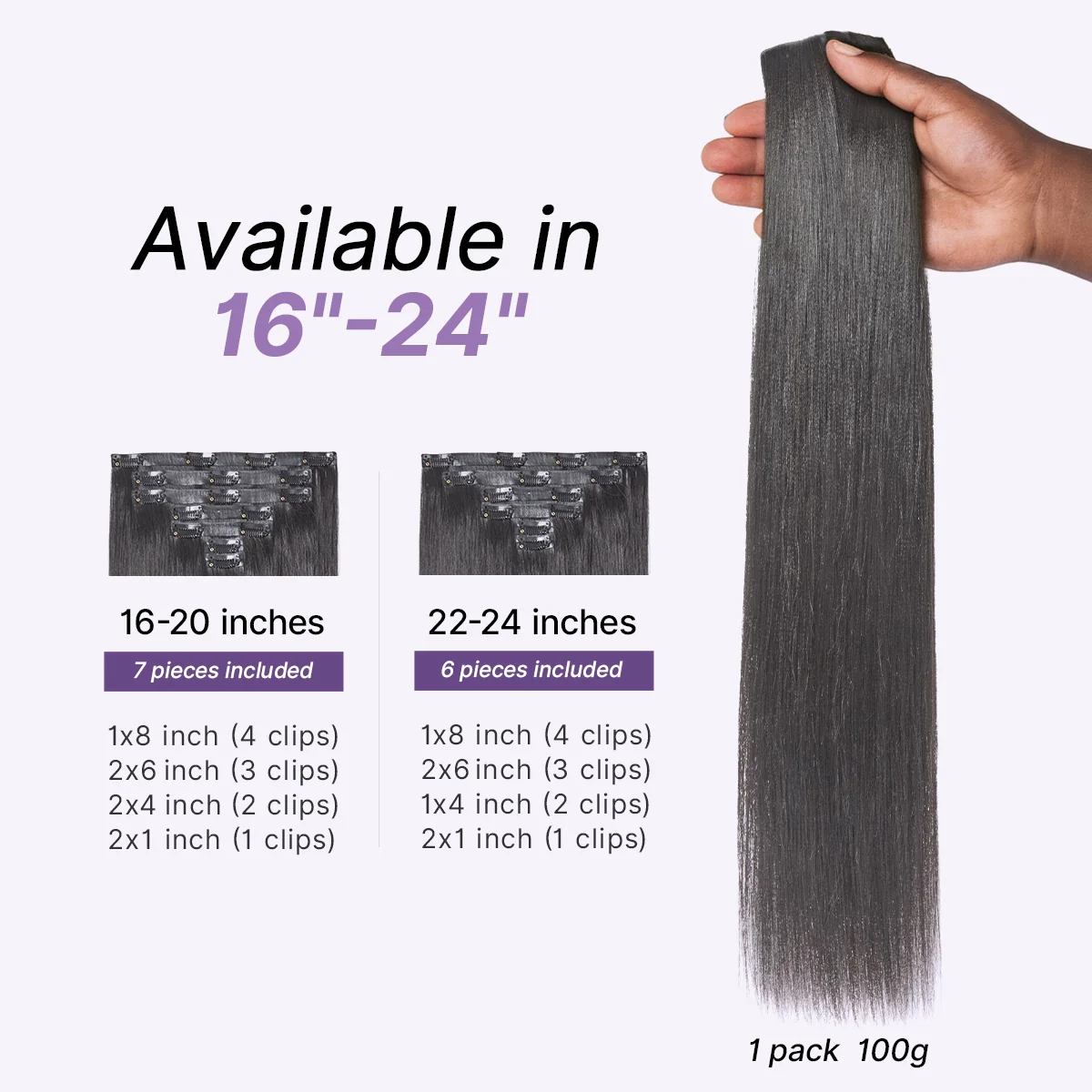 Yaki Straight 0.59mm Zero Trace Invisible Clip in Hair Extensions 100g 7pcs / 6pcs Seamless Blend & Lightweight for Daily Styling - Image 9